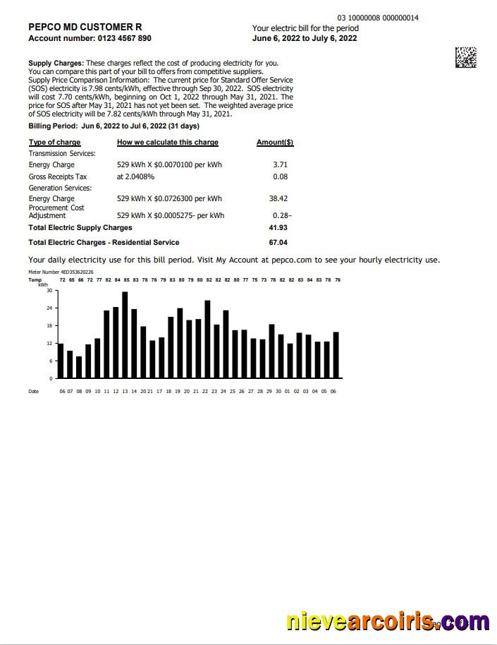 USA Maryland Pepco utility bill, 3 pages 3